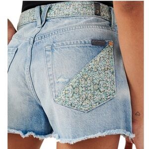 7 For All Mankind Monroe Cutoff Denim Shorts with Floral Lining Women’s Size 26